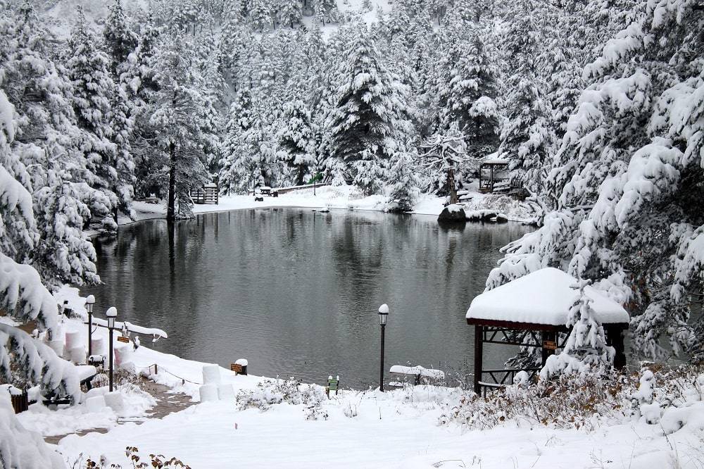 Limni Lake Natural Park puts on white dress