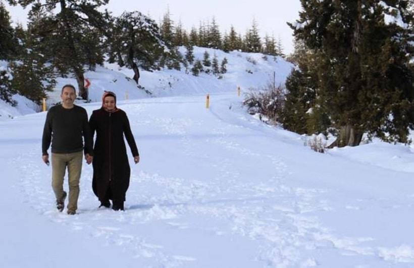 The Snow Grabs Tourists Attention in Taurus Turkey