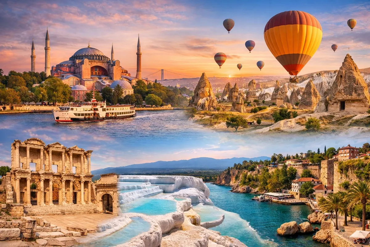 9–10 days Best of Turkey tour covering Istanbul, Cappadocia, Ephesus, Pamukkale and Antalya