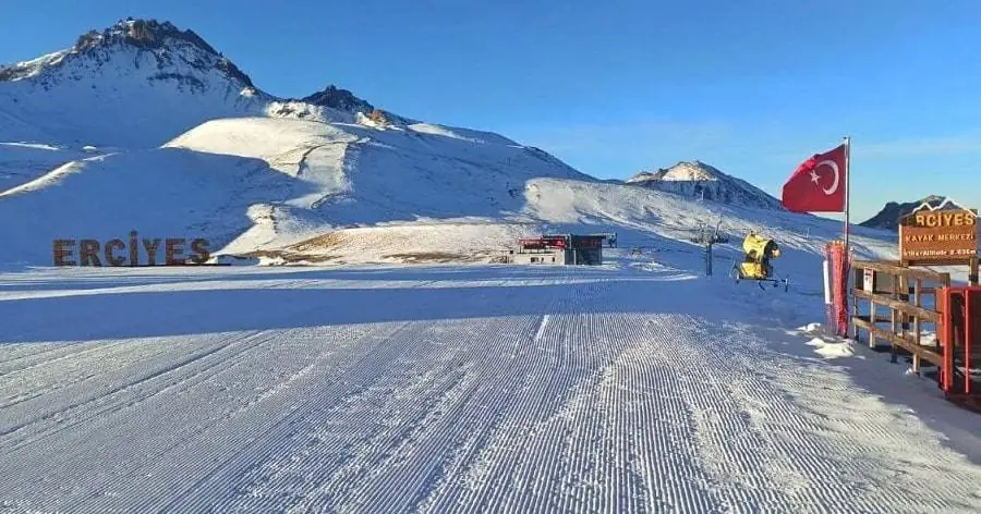 The Ski Season with Snowfall in Erciyes, Turkey