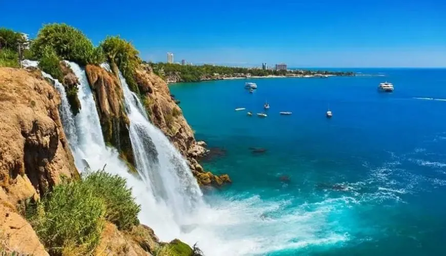 Düden Waterfalls in Antalya, Turkey – cascading water and lush surroundings