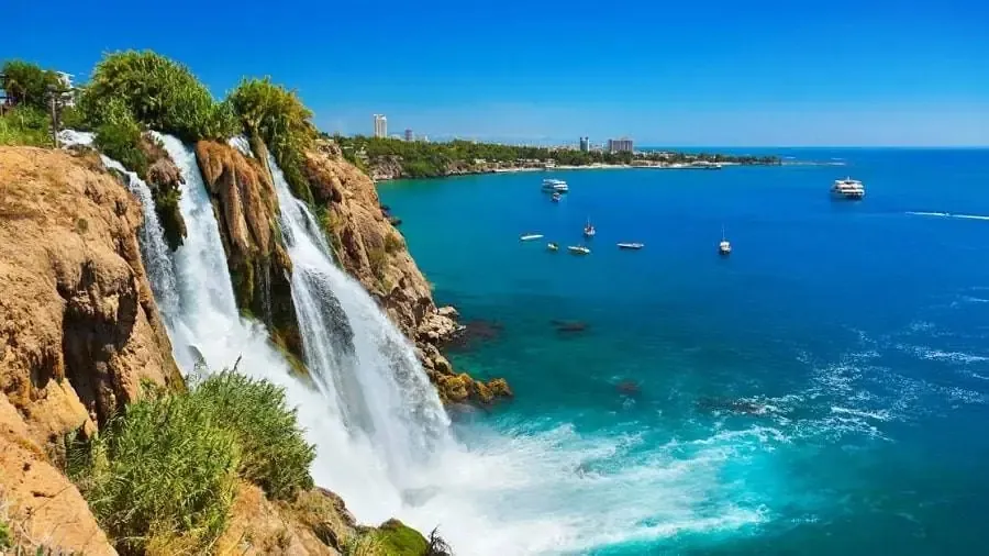 Düden Waterfalls in Antalya, Turkey – cascading water and lush surroundings