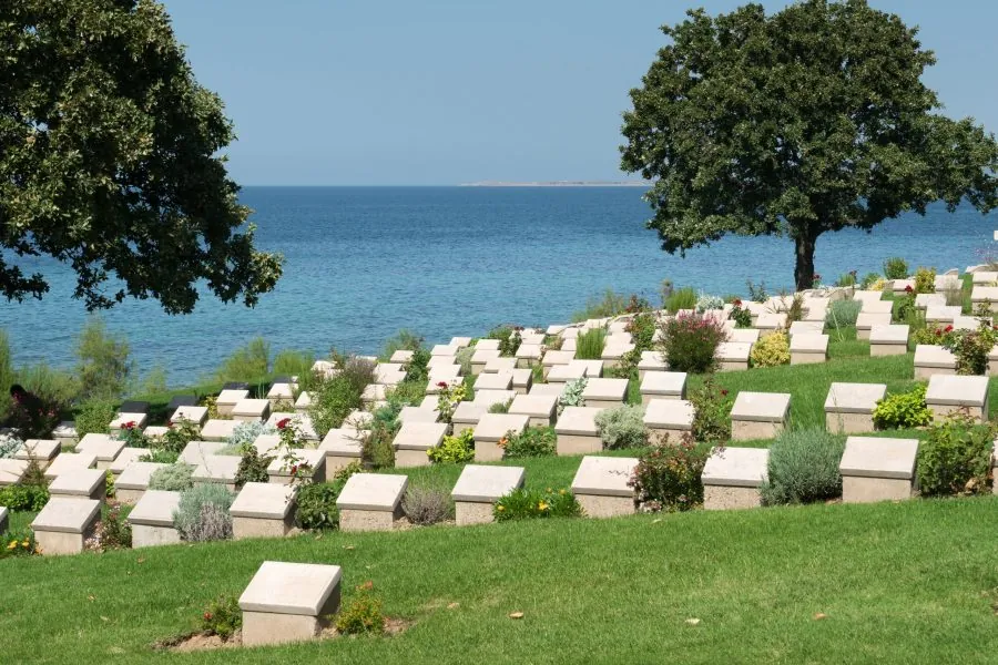 ANZAC soldiers’ graves at Gallipoli memorial site in Turkey