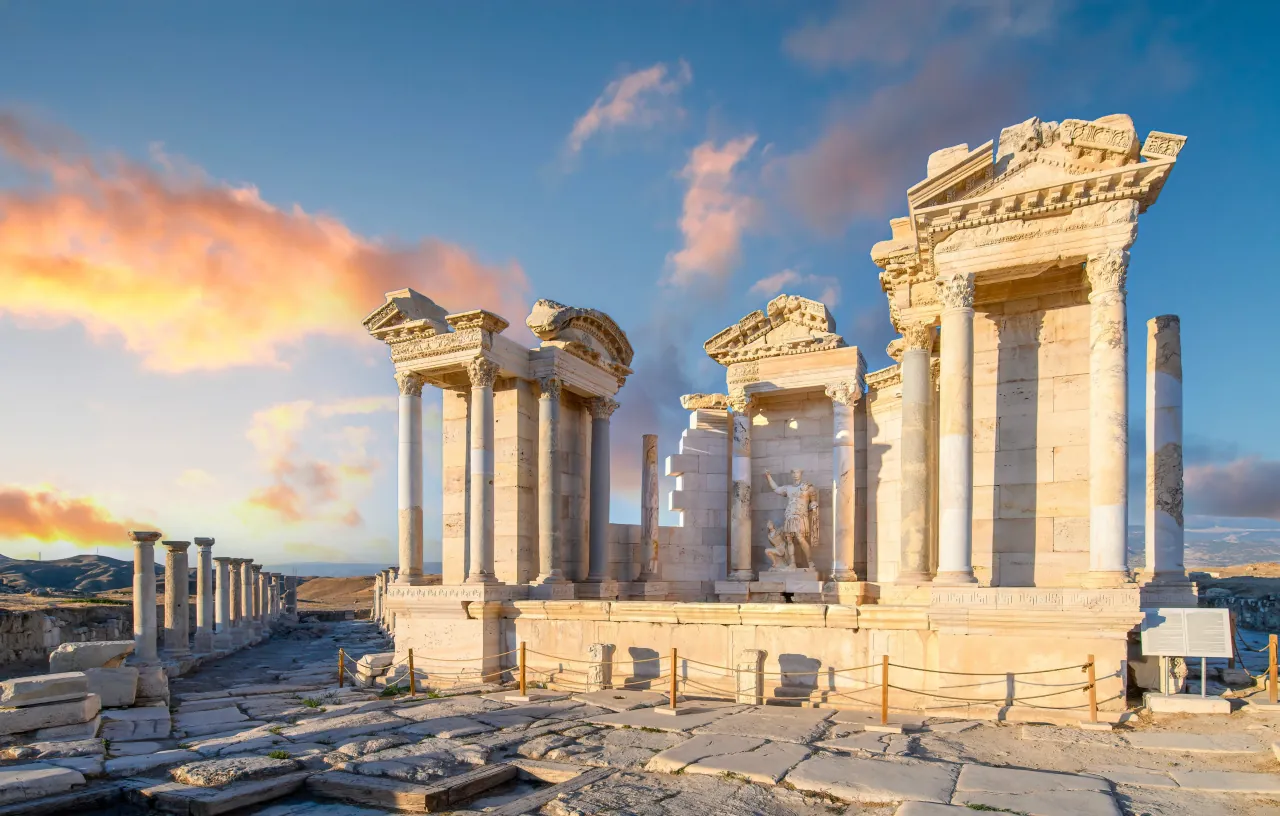 Laodicea Ancient City in Denizli, Turkey – ruins of temples, theaters, and ancient streets