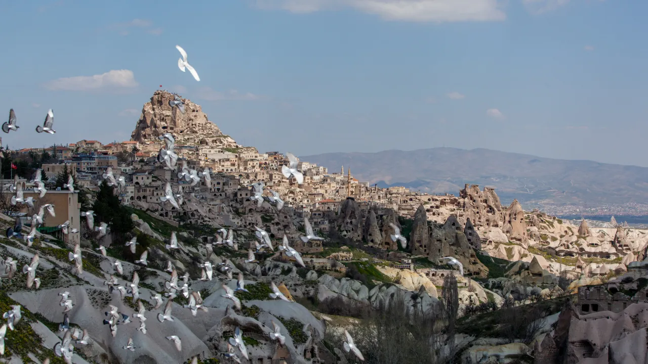Pigeon Valley in Cappadocia, Turkey – scenic valley with rock formations and traditional pigeon houses