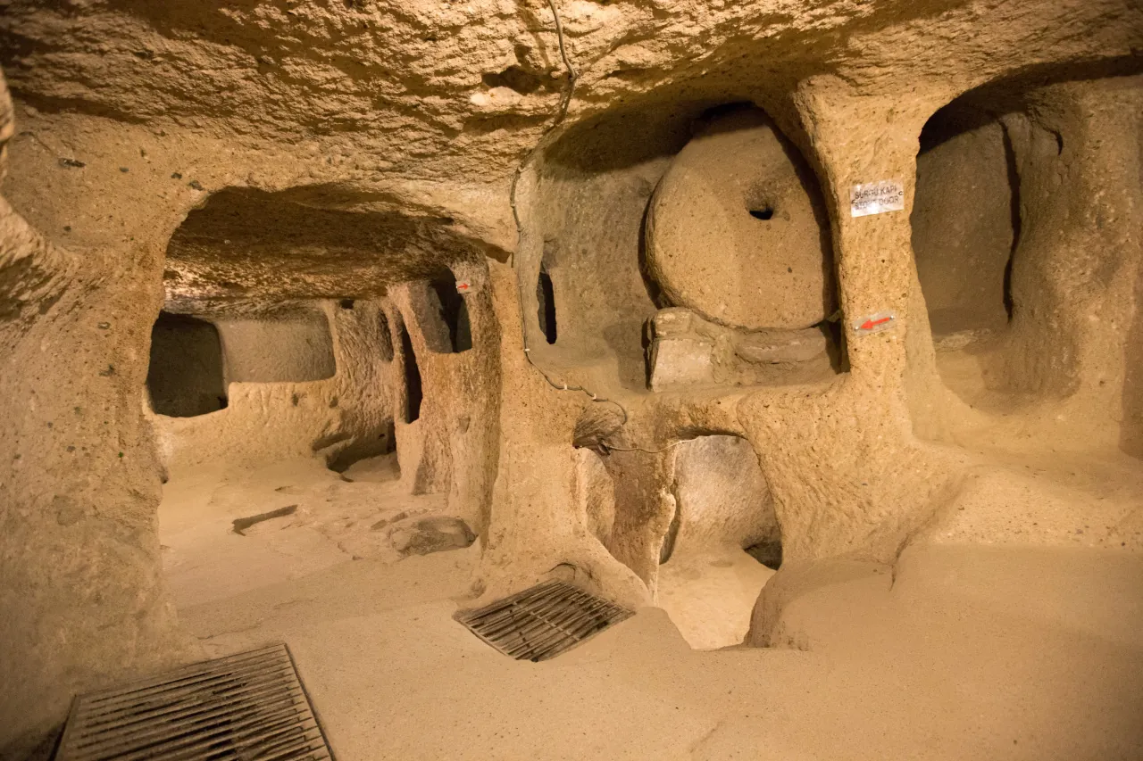 Kaymaklı Underground City in Cappadocia, Turkey – multi-level subterranean tunnels and rooms carved into the rock