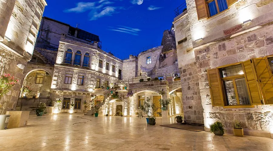 Luxury cave suite at Imperial Cave Hotel Cappadocia with panoramic valley view